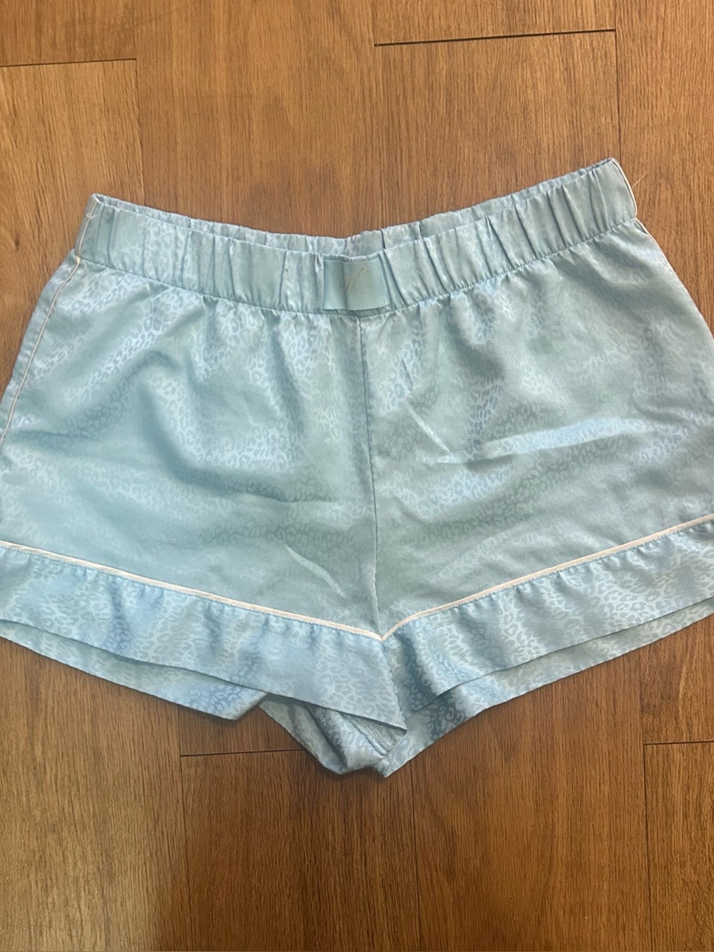 Victoria’s Secret Light Blue Satin Leopard Pajama Shorts